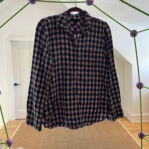 Jcrew 100% cotton linen shirt. Buttons go down about 3/4 of the way.